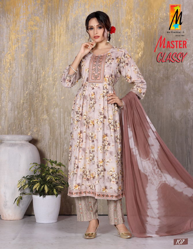 Classy By Master Naira Cut Rayon Printed Kurti With Bottom Dupatta Wholesale Price In Surat